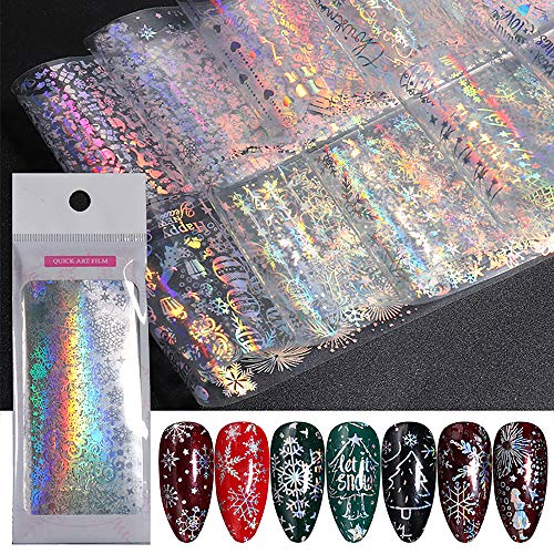 Snowflake Nail Foil Art, 3D Holographic Winter Art Transfer Foils