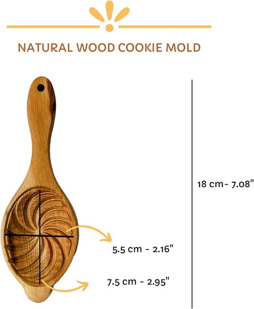 Traditional Wooden Cookie Press Cutter, Cake & Pastry Maamoul Mold Round Style Middle Eastern Cookie Mold