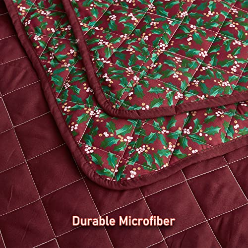 Christmas Oversized King Bedspread with Santa Pattern - Rustic Lodge Quilt Set, 3 Pieces