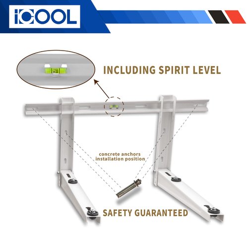 ICOOL Mini Split Wall Mounting Bracket for 9000-36000 BTU Universal Ductless Air Conditioners, Heat Pumps, Compressors & HVAC Systems, Outdoor Heavy Duty Foldable Wall Mount Condenser Bracket