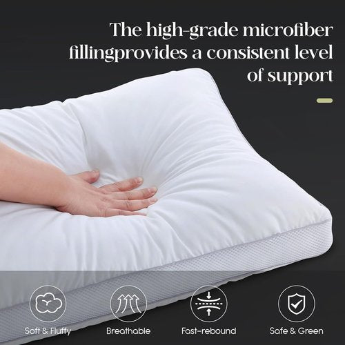 Goose Down Bed Pillows - Queen Size Set of 2 | Hotel Collection Gusseted Pillows for All Sleepers, 20" x 30"