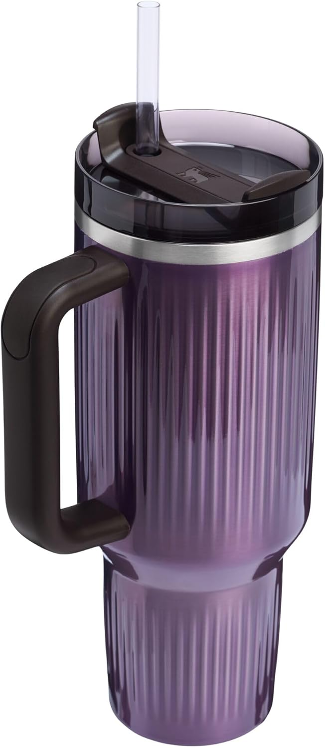 STANLEY Quencher H2.0 Tumbler - 40 oz Insulated Stainless Steel with Handle & Straw | BPA-Free | Fluted Wisteria Shine