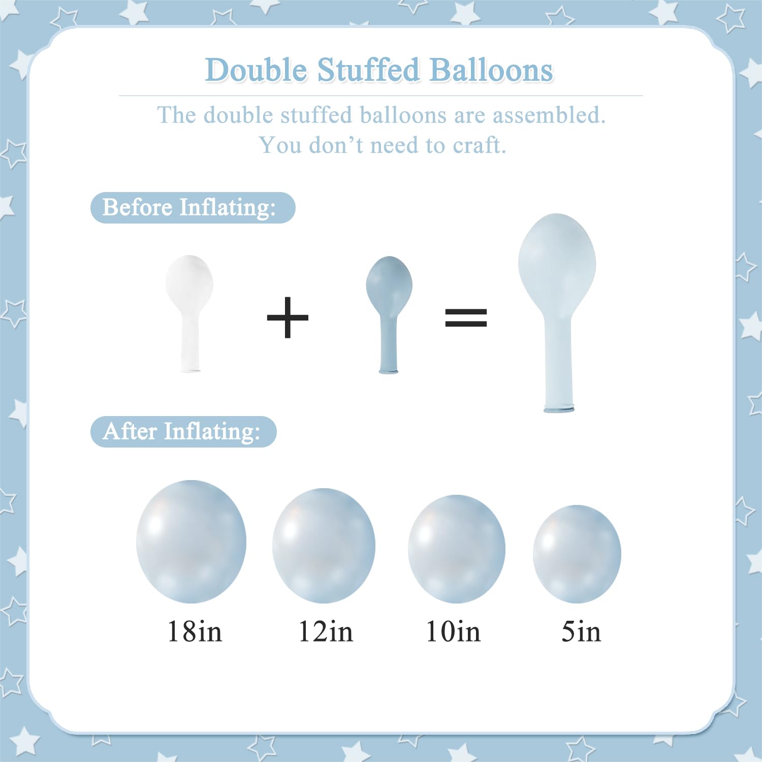 Blue Balloon Arch Kit, 127Pcs Double Stuffed Balloon Arch Garland Kit Include Pearl Blue Macaron Light blue White Clear Balloons for Bridal Shower Baby Shower Birthday Wedding Decorations