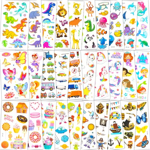 Habett Kids Temporary Tattoos - 300+ Mixed Styles Party Favors