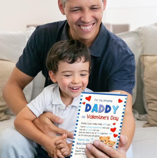 Hongshan Valentine's Day Card for Dad,Lovely Valentine's Day Gifts for Father from Daughter Son,Cute Vday Gift Decoration
