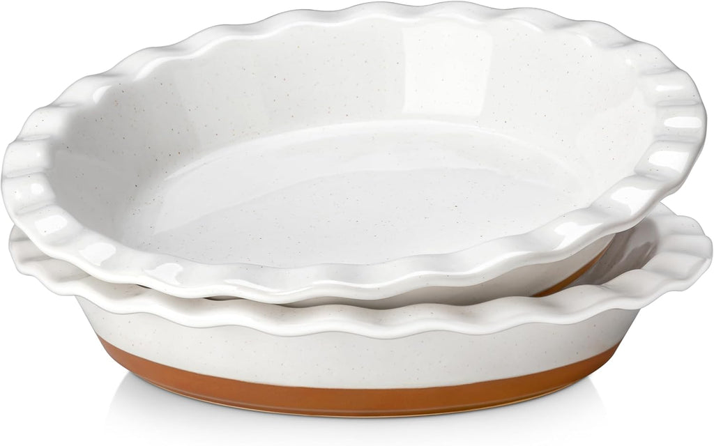 MALACASA Ceramic Pie Pan Set - Nonstick 9-Inch Deep Dish Baking Dish | Scratch-Resistant TARA Series