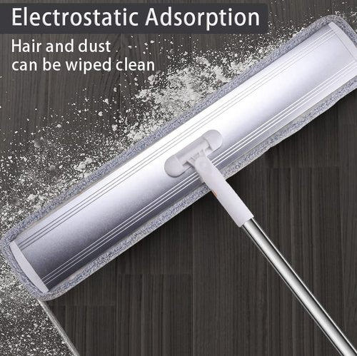 32-Inch Microfiber Flat Mop for Floor Cleaning - Commercial Wide Mop with 360° Rotation, Stainless Steel Handle & 4 Reusable Washable Pads - for Hardwood, Laminate, Tile, Dust and Wet Mopping