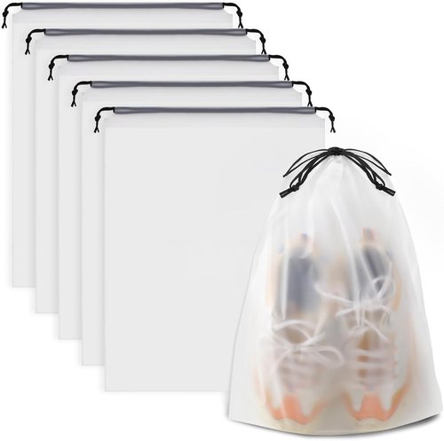 COIDEA Waterproof Travel Shoe Bags - Durable Packing & Storage Solution for Men and Women | 15.7 x 11.8 Inches, Clear, Set of 5