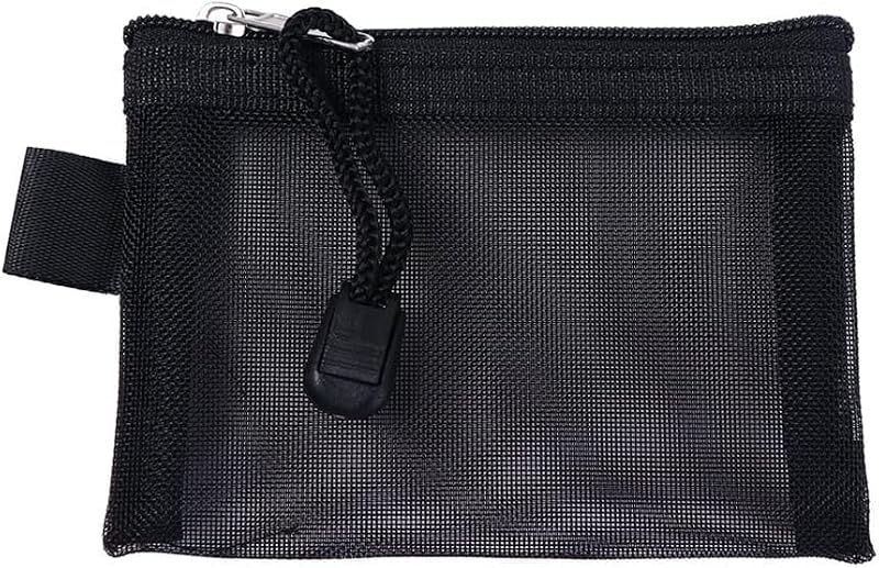 Black Small Mesh Zipper Pouch Travel Cosmetic Bag & Coin Purse