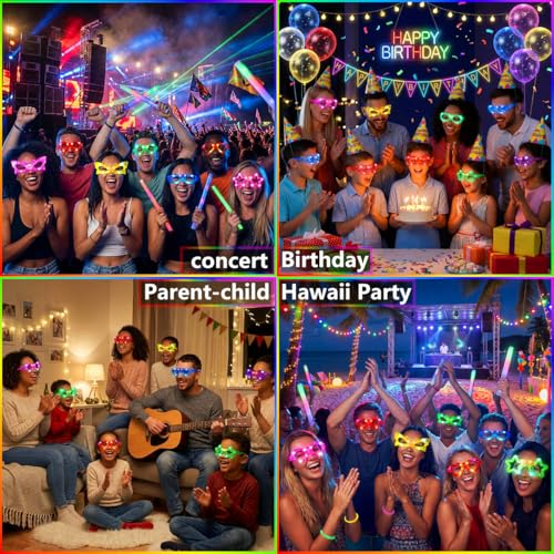 72 Pack Kids LED Glow Glasses with 6 Shapes & Batteries for Party Halloween Christmas