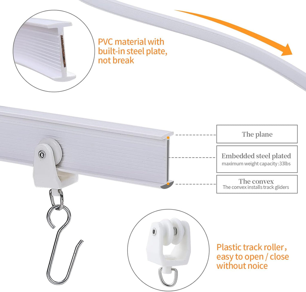 Skiennix Flexible Bendable Ceiling Curtain Track - 5m (16.4ft) Ceiling Mount for RV Curtains