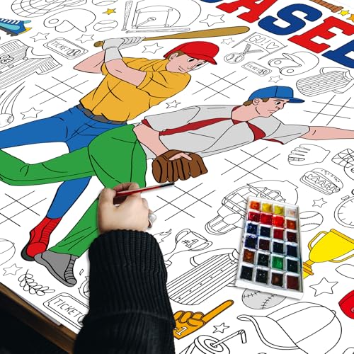 Giant Baseball Coloring Poster for Kids - 70.8 x 31 Inches