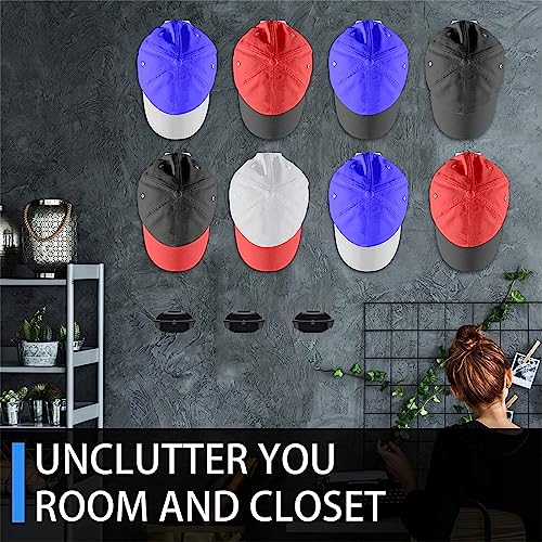 24 Pack Black Baseball Hat Holder Wall Rack - Adhesive Hooks