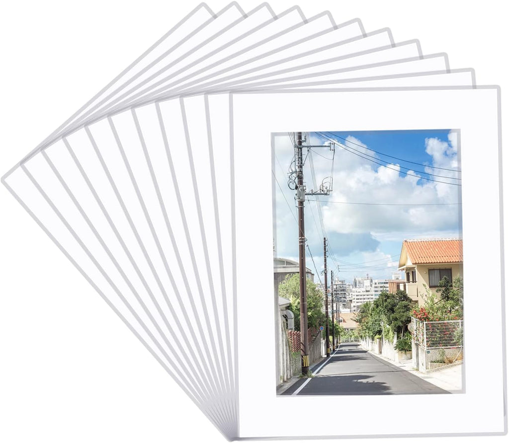 Prudiut 15-Pack 5x7 White Picture Mats - Bevel Cut Frame Mats for 4x6 Photos & Art Display