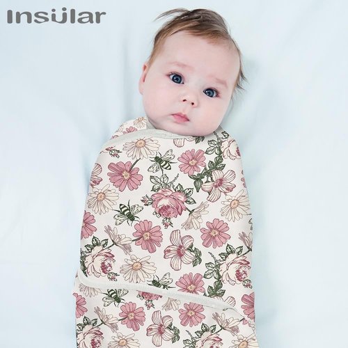 Insular Baby Swaddle Wrap - Adjustable Swaddling Blanket Set for Newborns | Soft Cotton, Floral, 3 Pack (0-3 Months)