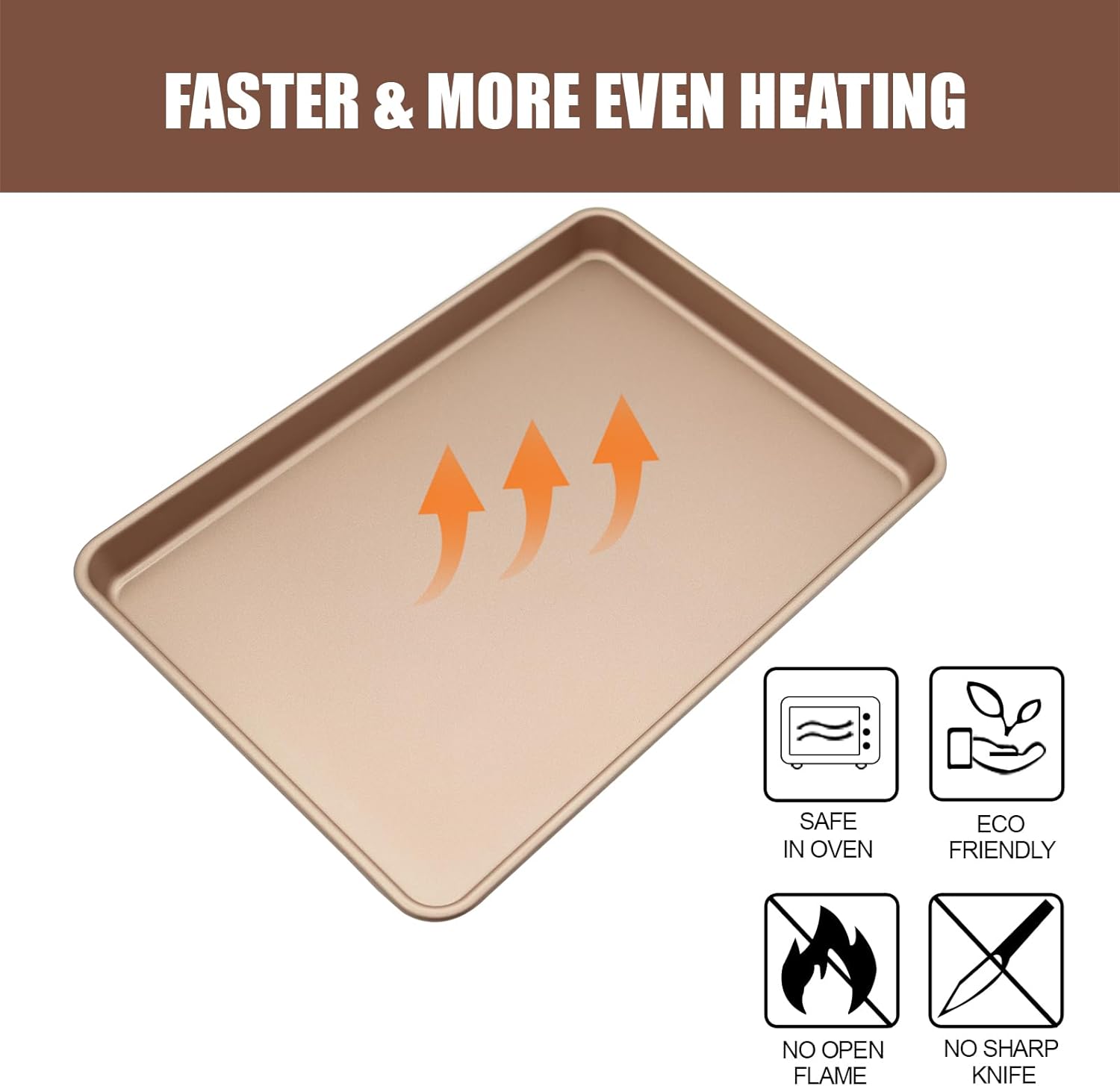 Nonstick Carbon Steel Baking Sheet Set by [Brand Name] - Heavy Duty 3-Pack with Large & Medium Sizes for Perfect Baking