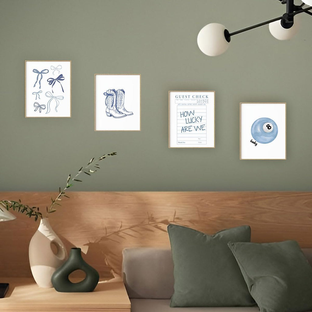 XYDEG Blue Bow Room Decor - Aesthetic Coastal Cowgirl Posters | Set of 4 Unframed 8x10 Prints for Teen Girls