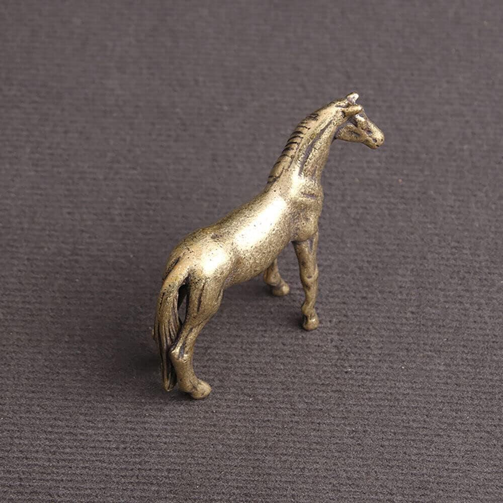 TEAMWILL Brass Horse Figurines - Elegant Animal Statues for Home or Office Décor | Small Size