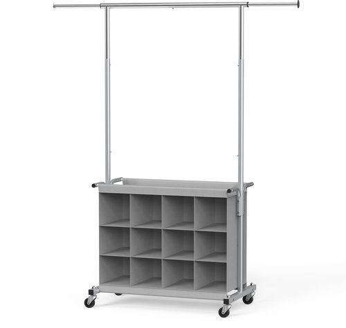 Simple Houseware Garment Rack with Extensible Haning Rod and 16 Shoes Organizer, Grey