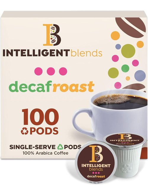 Intelligent Blends Decaf Dark Roast Coffee Pods - 100% Arabica | 100 Count Single Serve for Keurig