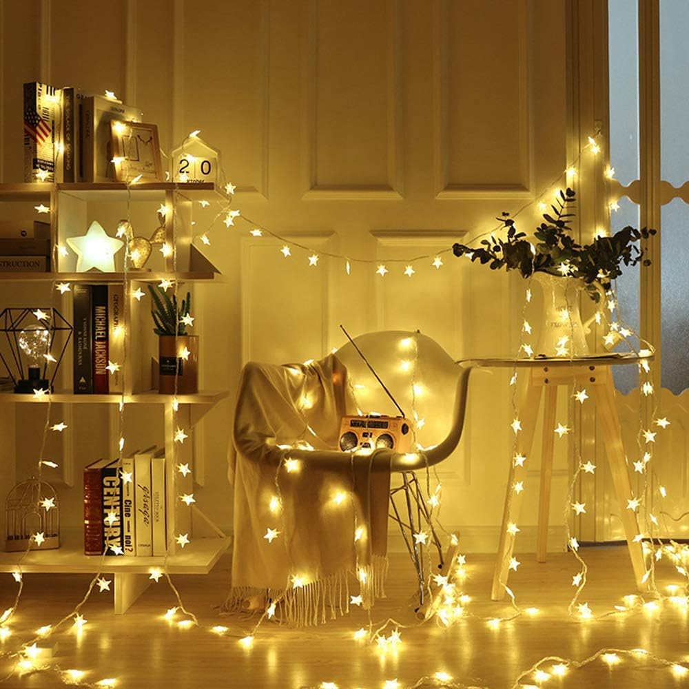 WFGGEH Star String Lights - 10ft 20 LED Warm White Fairy Lights for Party, Wedding & Home Decor
