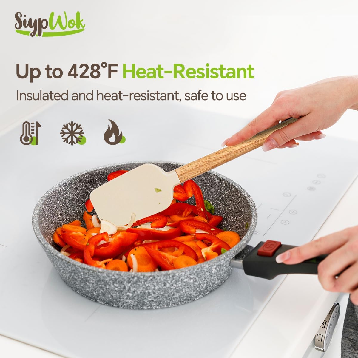 Silicone Spatula Set - Food Grade Rubber Cooking Utensils | 4-Piece Nonstick Heat Resistant Up to 600°F