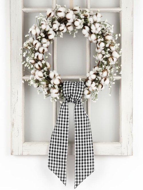 Elegant Wreath Sash by [Brand Name] - Black & White Checkered Plaid Bow Ribbon Bundle | 2 Pack (5.12" x 54.33") for Halloween & Wedding Decor