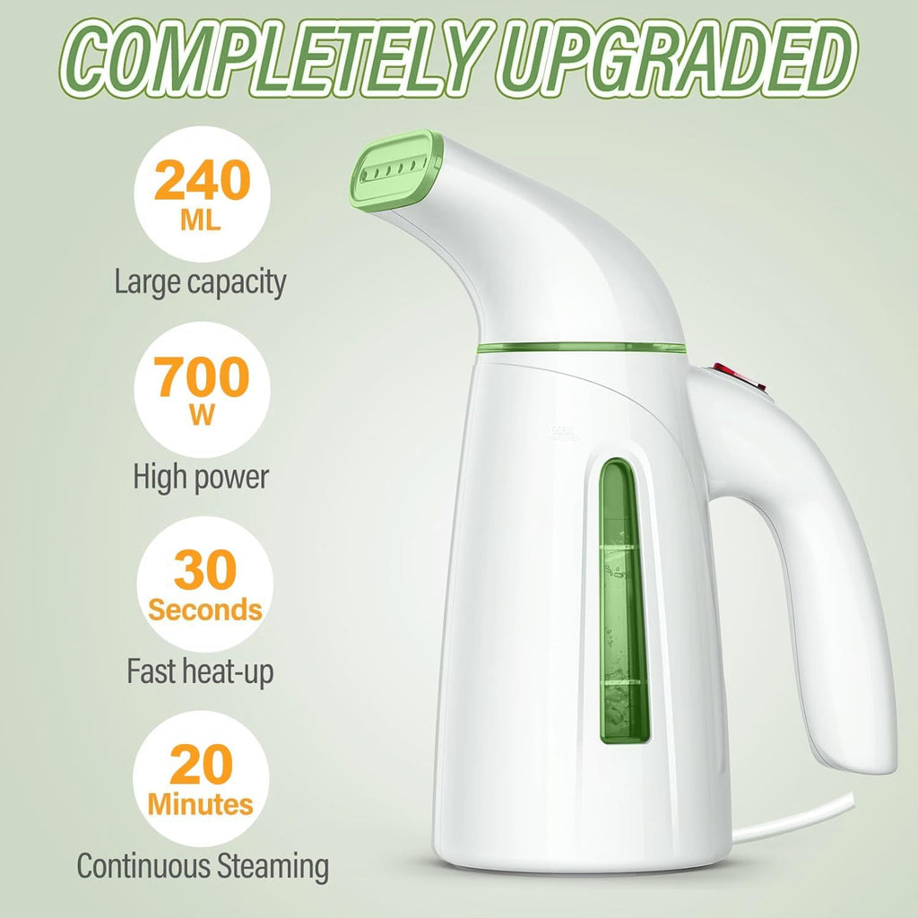 OGHom Portable Handheld Garment Steamer - 240ml Capacity, 700W Fast Heat-Up in Pale Green