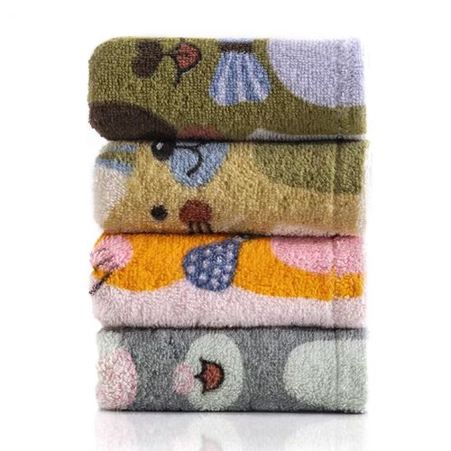 Kissvian 4 Pack Cute Cat Pattern Hand Towels, Pure Cotton Children Bathroom Towel Animals, Fingertip Bath Towels for Home, Kids Washcloths