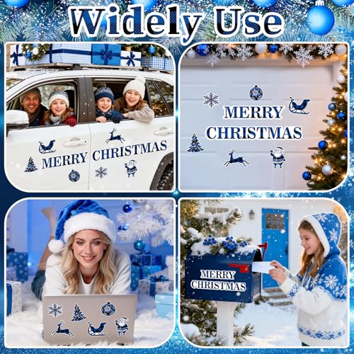 Blue Black Plaid Christmas Dishwasher Magnetic Decorations 6pcs - Merry Christmas Holiday Kitchen Refrigerator Magnet Set