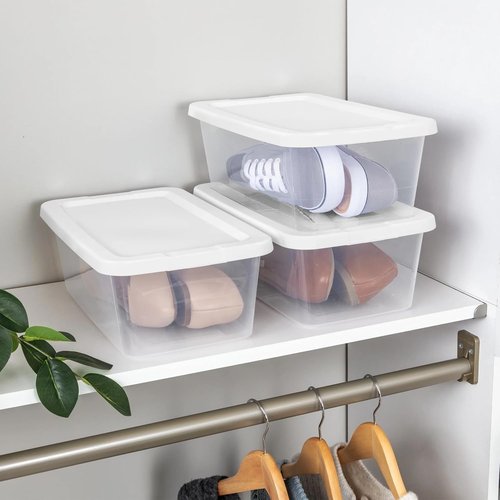 KKEATOY 6 Qt. Plastic Shoe Storage Box - Durable, Stackable & BPA-Free | Set of 20 Clear Bins