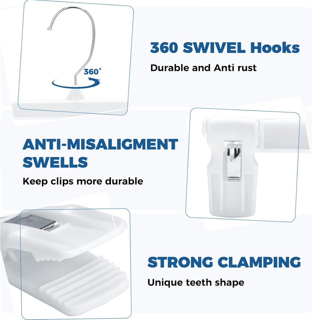 Smartor Skirt Hangers - Durable Pants Hangers with Clips | Space-Saving Design | 30 Pack for Men & Women