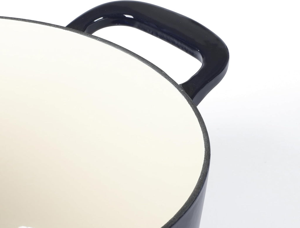 Martha Stewart Gatwick 7 QT Enamel Cast Iron Dutch Oven - Navy Blue, Durable for Slow Cooking & Baking