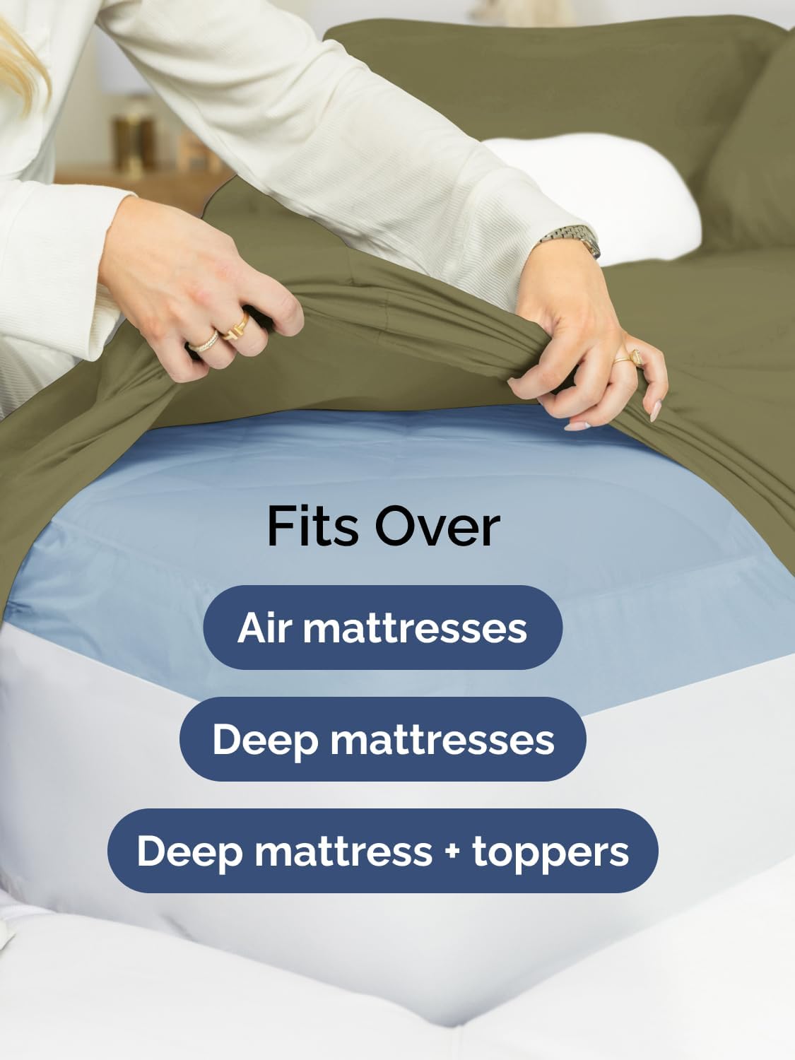 Skiennix Extra Deep Twin Sheet Set | 4-Piece Breathable Cooling Sheets - Hotel Luxury Bedding in Sage Green
