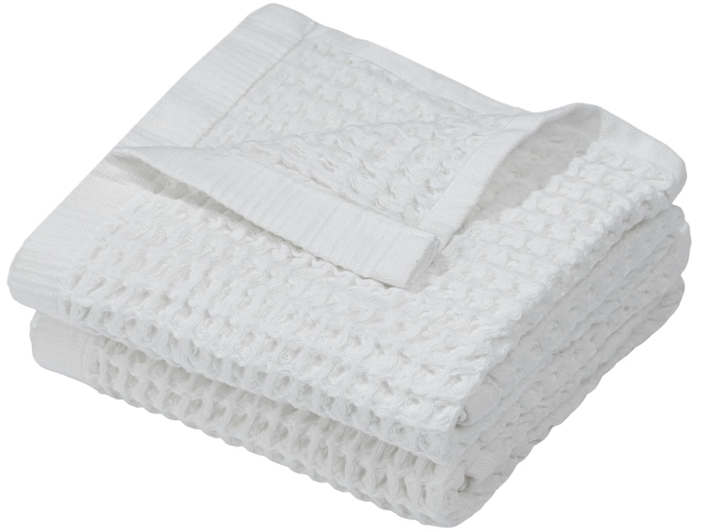 DEMMEX Organic Cotton Waffle Turkish Hand Towels for Bathroom & Kitchen, Large 20x30 in, 100% Oeko-TEX Certified Ultra Soft Turkish Cotton, Lightweight Quick Dry Waffle Weave, Set 2 (Crisp White)