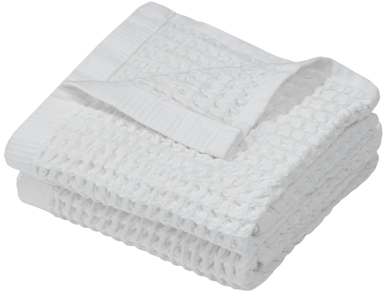 DEMMEX Organic Cotton Waffle Turkish Hand Towels for Bathroom & Kitchen, Large 20x30 in, 100% Oeko-TEX Certified Ultra Soft Turkish Cotton, Lightweight Quick Dry Waffle Weave, Set 2 (Crisp White)
