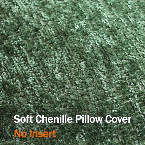 DEZENE Pack of 2 18x18 Forest Green Chenille Throw Pillow Covers for Couch & Bed