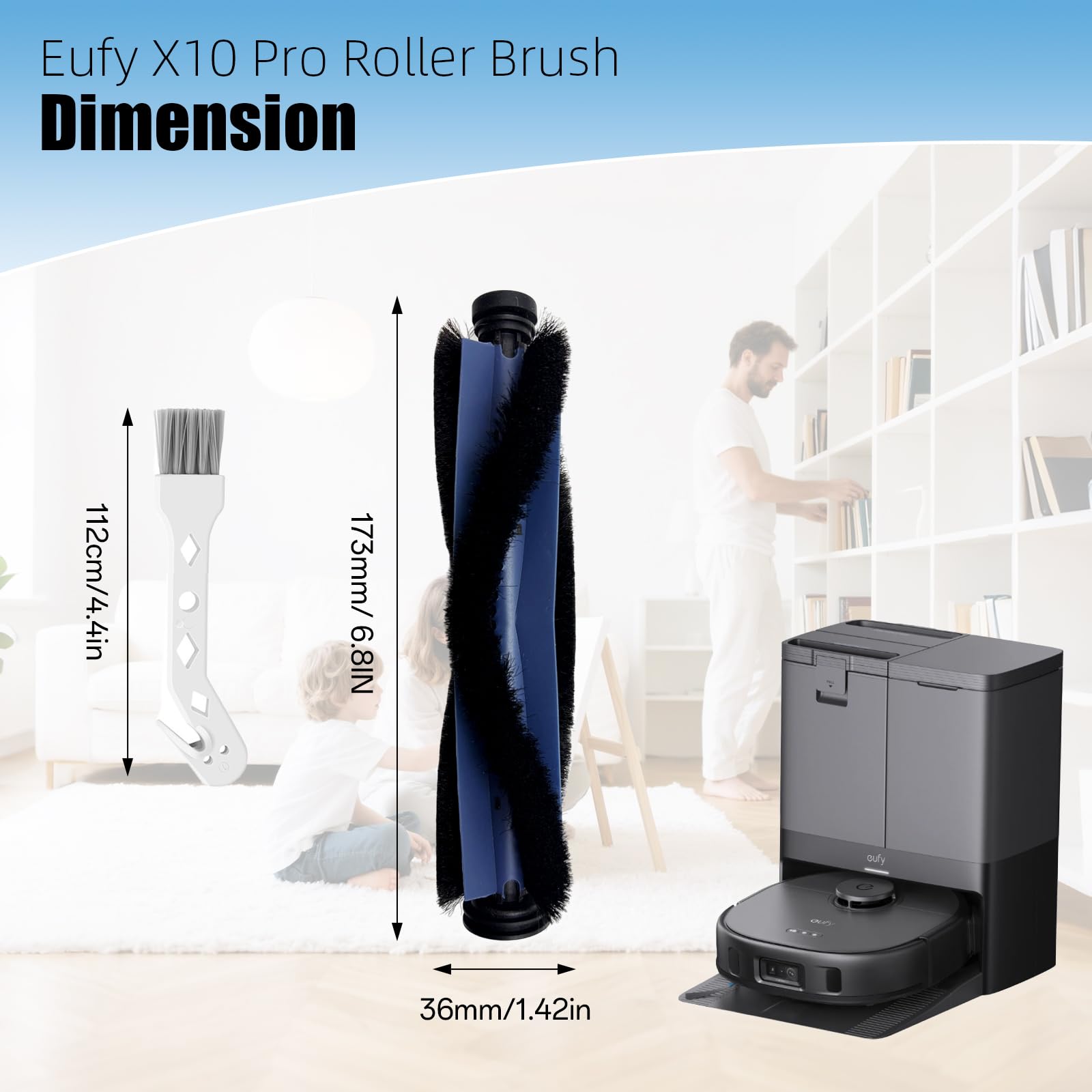 Auoiian 2-Pack Replacement Rollers Brushes for eufy X10 Pro Omni Robot Vacuum - Washable Main Brush Set with Cleaning Tool- Compatible Only with X10 Pro Omni
