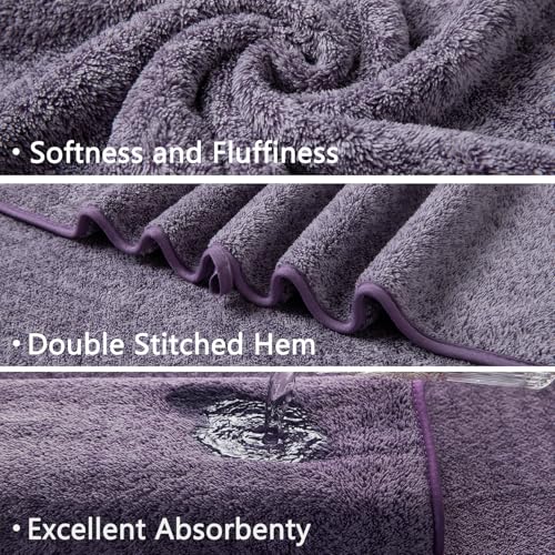 Ycosy Microfiber Hand Towel Set 16x31 Inches - 2-Piece, Dark Purple
