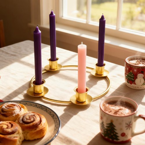 Advent Wreath Candle Holder - Gold Taper Candle Rings for Christmas | 4-Candle Design for Holiday Decor