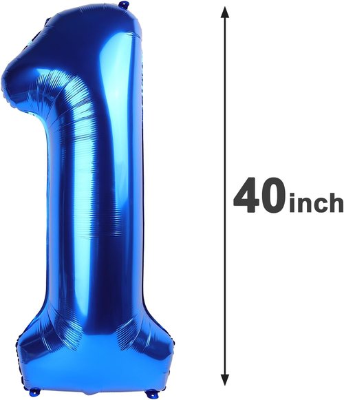 Jumbo Navy Blue Number 1 Balloon - 40 Inch Mylar Foil for 1st Birthday, Anniversaries & Photo Shoots