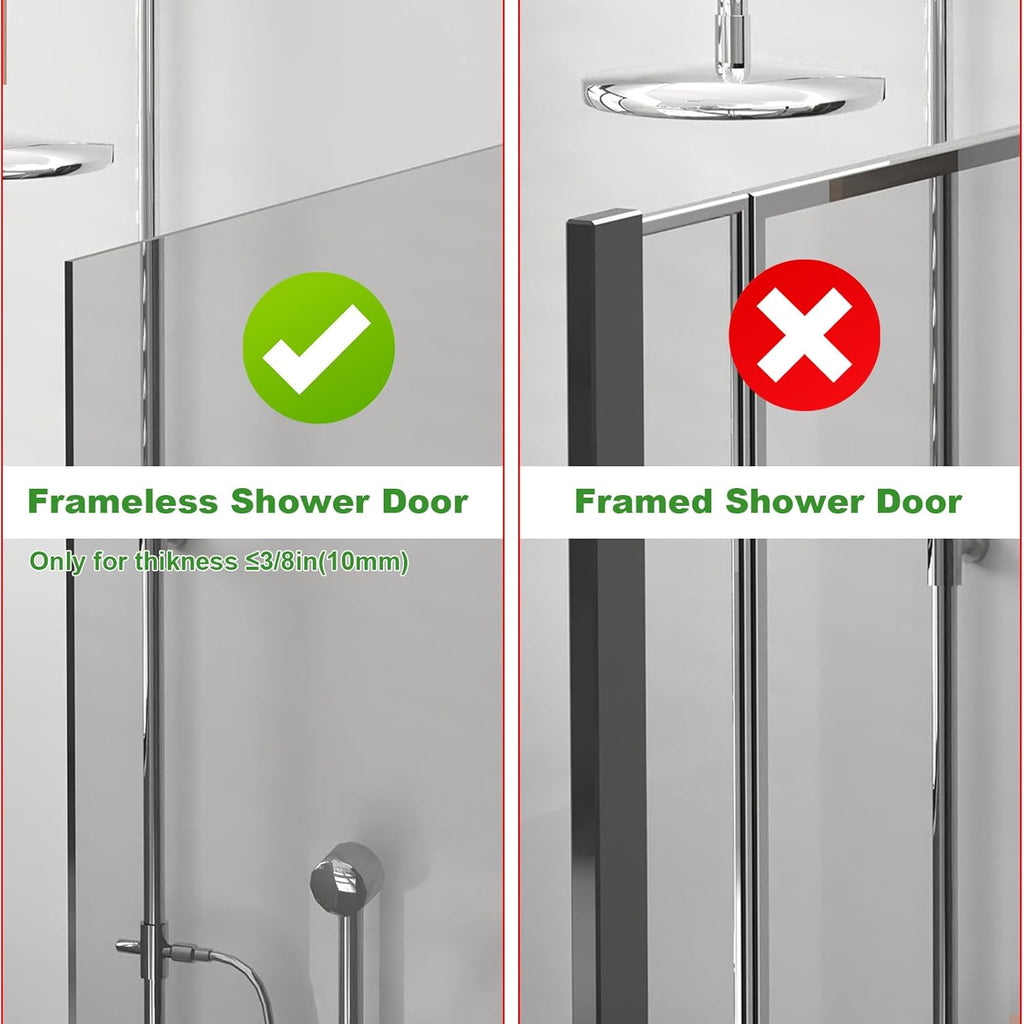 PMMASTO Shower Door Hooks - Heavy Duty Stainless Steel Towel Hangers for Frameless Glass Doors | 7.5 Inch, Black 'T' Shape (2 Pack)