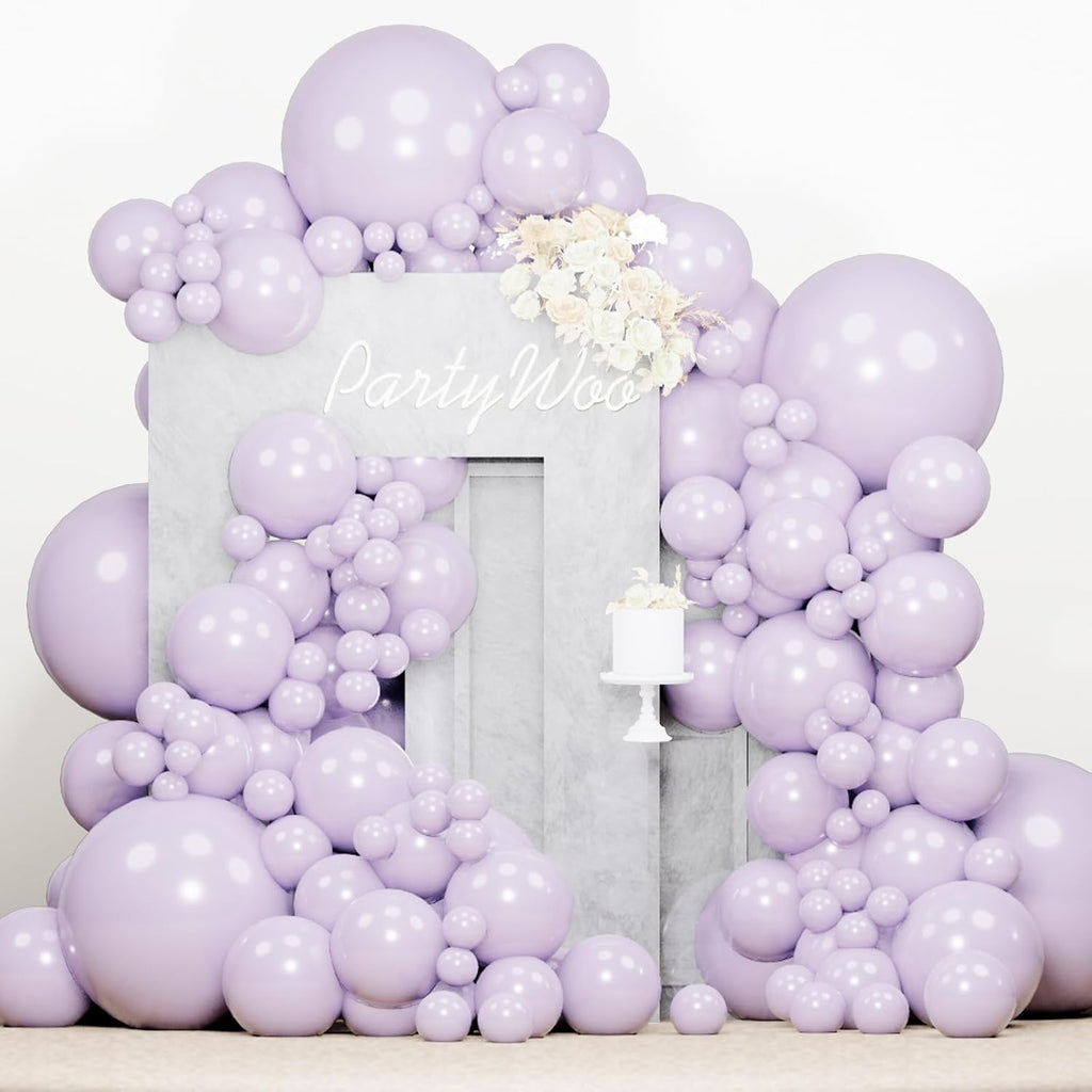 PartyWoo Pearl Lavender Balloons - 140pcs in Various Sizes for Bachelorette & Birthday Decor | Light Pastel Purple