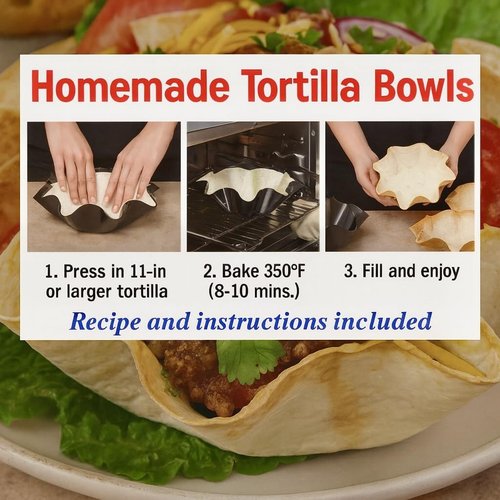 HIC Kitchen Non-Stick Tortilla Bowl Makers - PFOA Free Carbon Steel, 8.5 x 2.5-Inches, Set of 2