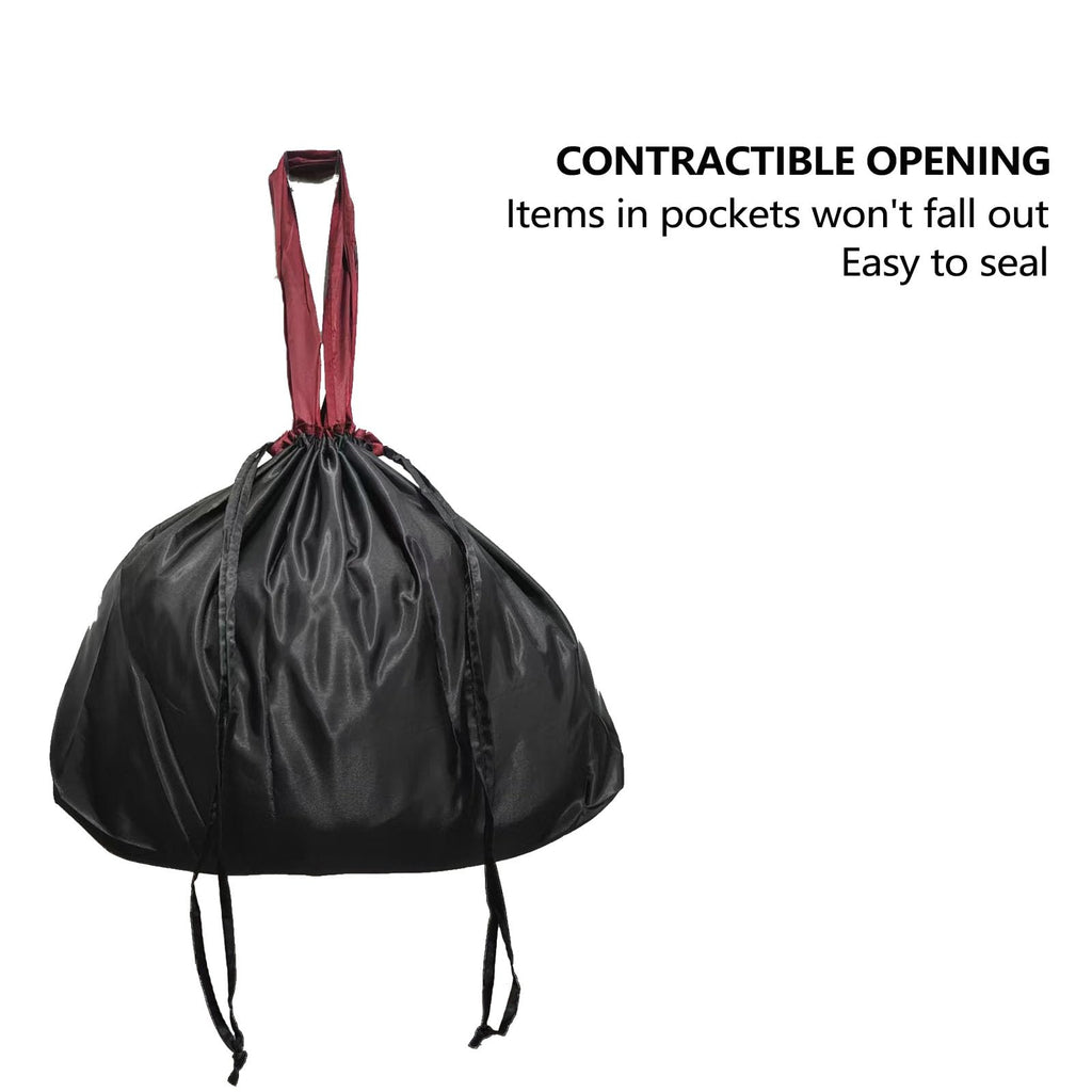 fxqtomio Reusable shopping tote bag, large capacity drawstring tightening top, foldable grocery tote bag, shoulder bag (Black)