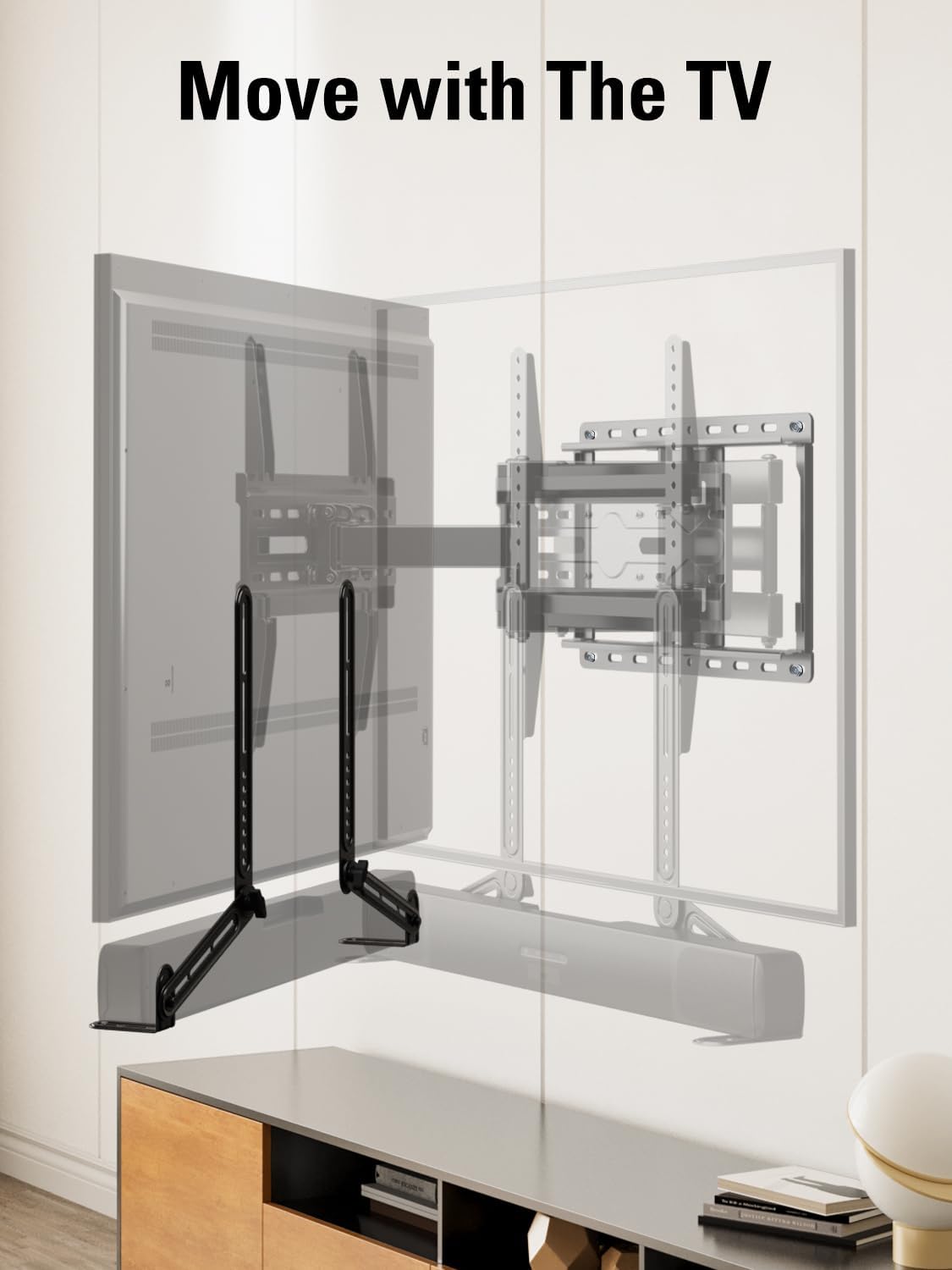 Mounting Dream Full Motion TV Wall Mount MD2380 - Fits 26-65 Inch TVs, Max VESA 400x400mm, 99 LBS Capacity | Includes Sound Bar Mount Up to 15 LBS