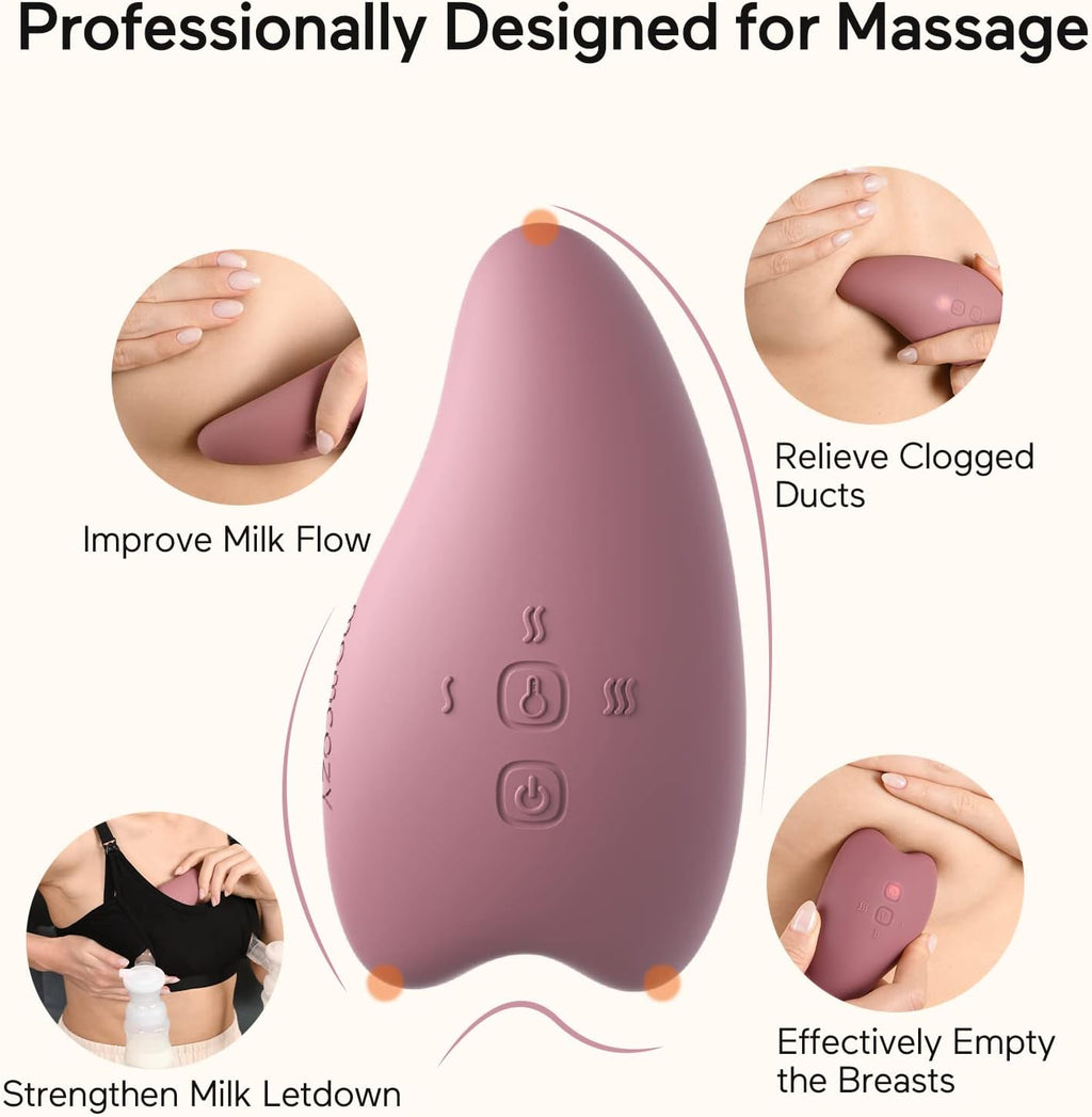 Momcozy Warming Lactation Massager - 2-in-1 Soft Breast Massager with Heat & Vibration for Improved Milk Flow