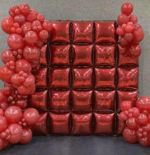 HKYOOD 36pcs Red Square Foil Balloons Wall Backdrop with 79pcs Balloon Garland Arch Kit, Double Sided Balloons for Birthday Bridal Shower Anniversary New Year Valentine's Day Prom Party Decorations