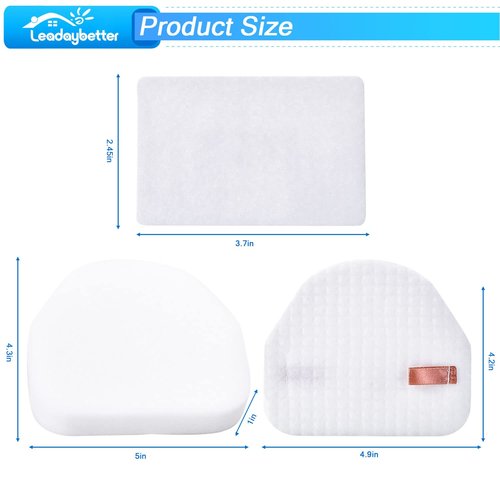 Leadaybetter Filter Replacement for Shark Navigator NV100 NV100 26 NV105 26 NV106 UV300 NV450 NV480 NV482 Light Upright Vacuum Cleaner, 4 Pack Foam & Felt Filters, Compare to Part # XFF450 & XFL100