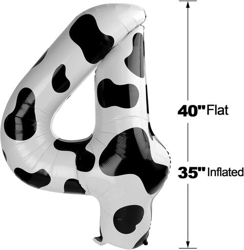 Cow Print Number 4 Balloon - 40 Inch Birthday Party Decoration | Fun Party Favor Decor